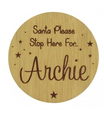 Laser Cut Oak Veneer Personalised 'Santa Please Stop Here For...' Baby Plaque with Stars